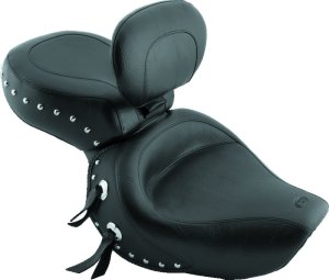 Honda Spirit One-Piece Motorcycle Seat - Mustang Motorcycle - Wide Touring w/Studs and Conchos - Black - `97-`08 Honda Spirit One-Piece Motorcycle Seat - Mustang Motorcycle - Wide Touring w/Studs and Conchos - Black - `97-`08